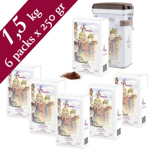 Cafè Venezia Ridolfo Ground Espresso - 6 Ground Coffee Packs & 1 Tin